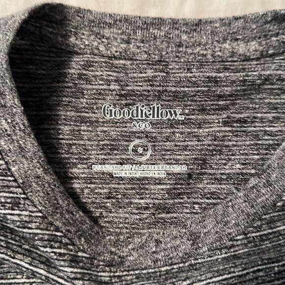Goodfellow S Gray Heathered Striped Crewneck Standard Fit Short Sleeve Tee - Picture 8 of 9